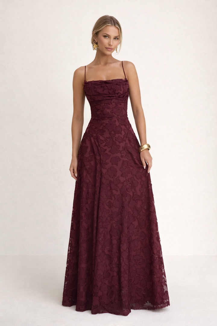 Langes elegantes trägerloses Kleid mit geradem Ausschnitt - Lily