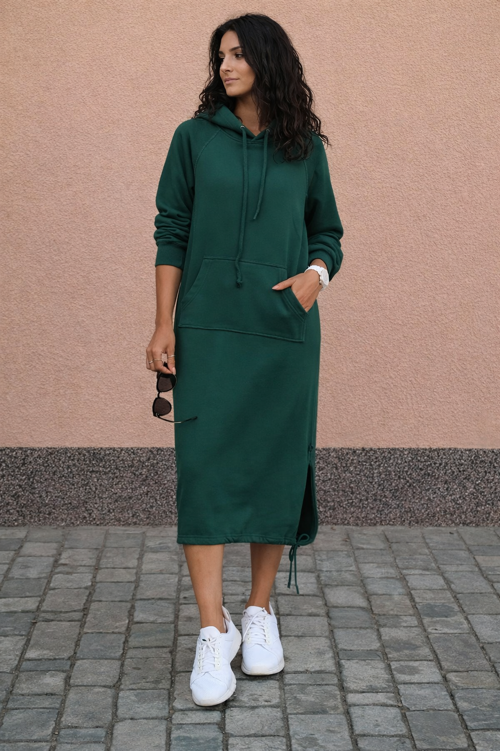 Langes Sweatshirt-Kleid mit Kapuze für Frauen - Lina