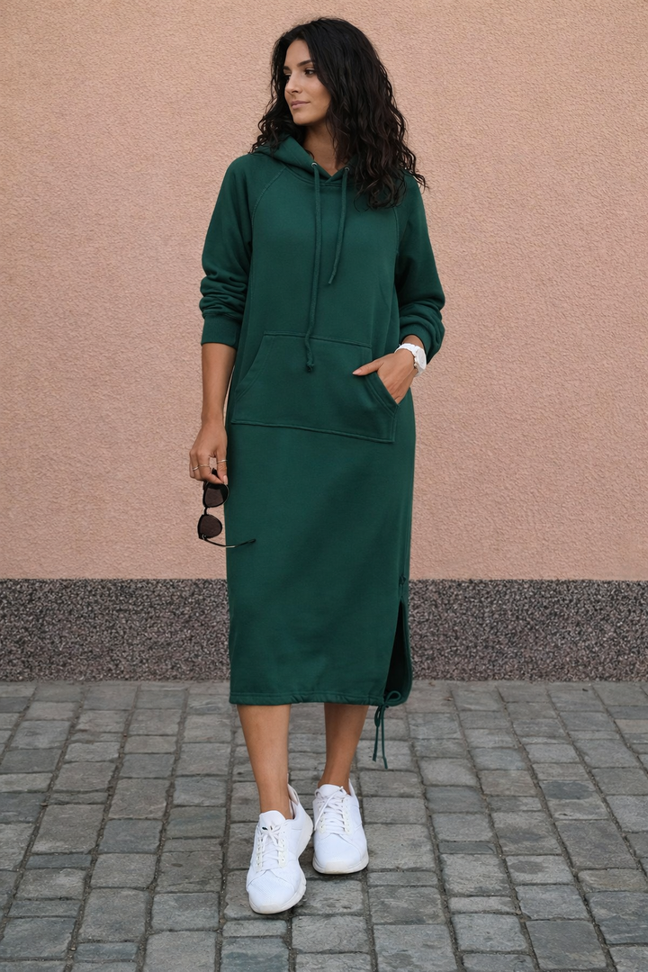 Langes Sweatshirt-Kleid mit Kapuze für Frauen - Lina