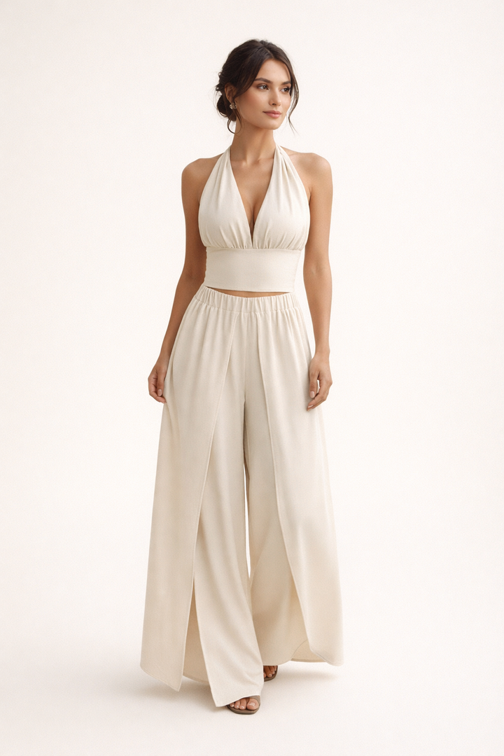 Damen-Halfter-Set mit weiter Hose mit hoher Taille - Arelia