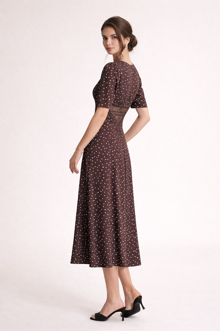 Midikleid mit Tupfen V-Ausschnitt - Mechthild