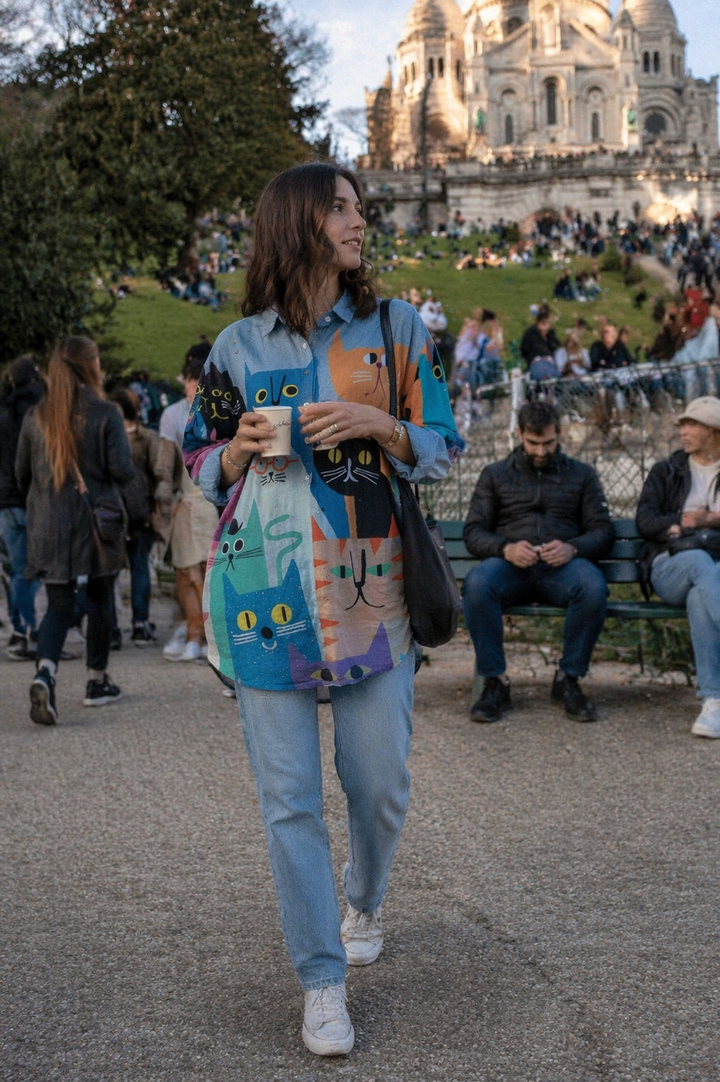 Damen Bluse langarm lässig Sommer Druck - Gerlinde