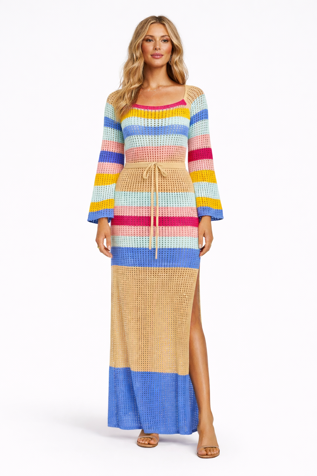 Damen-Strickkleid mit offenem geradem Ausschnitt - Sophie