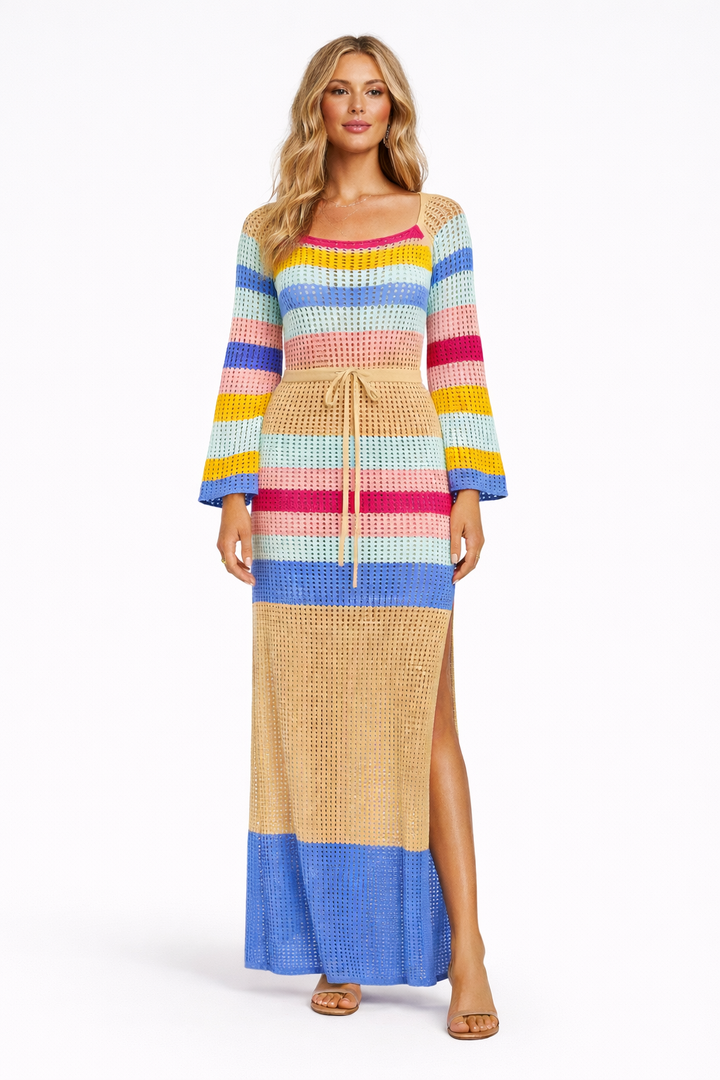 Damen-Strickkleid mit offenem geradem Ausschnitt - Sophie