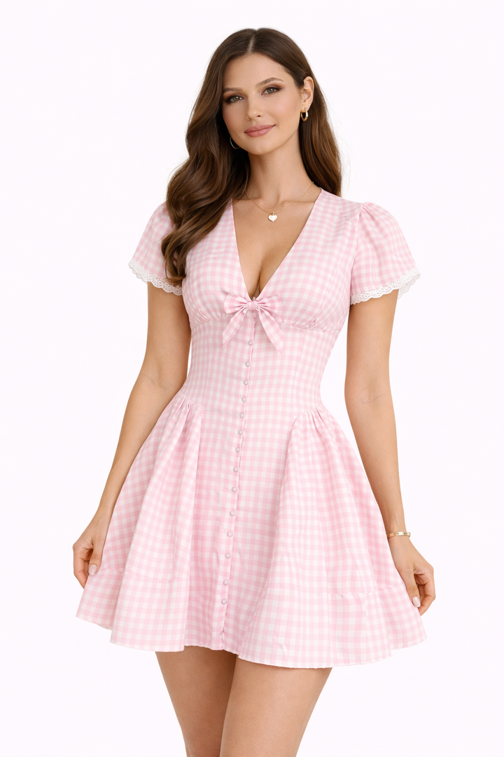 Damen Minikleid mit V-Ausschnitt - Ylvaine