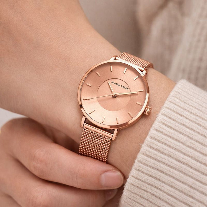 Minimalistische Damenuhr aus Mesh mit elegantem Design