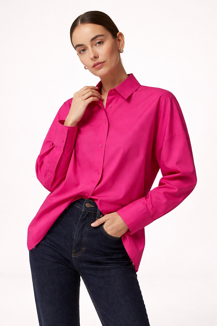 Oversize Damenbluse mit langen Ärmeln und geradem Schnitt - Livia