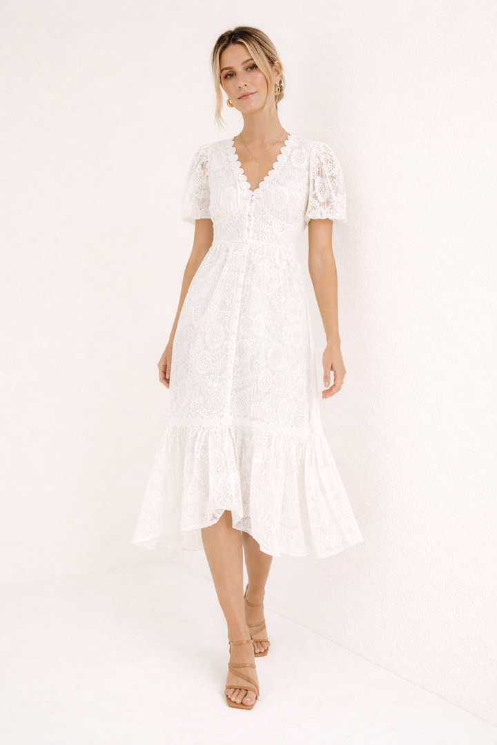 Damen-Spitzenkleid mit V-Ausschnitt - Valen