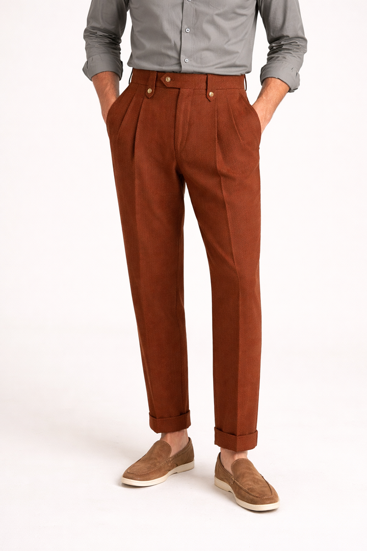 Gerade Herrenhose mit Abnähern und hoher Taille - Adrien