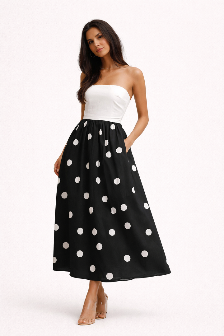 Elegantes langes Tupfenkleid für Frauen - Elske