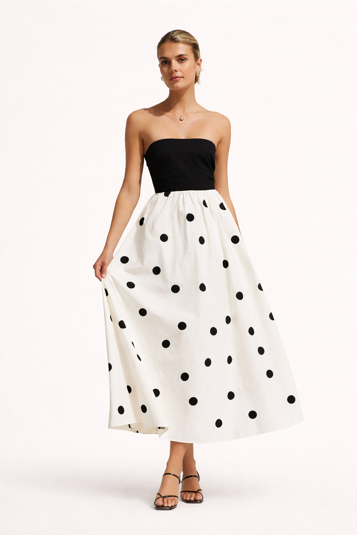 Elegantes langes Tupfenkleid für Frauen - Elske