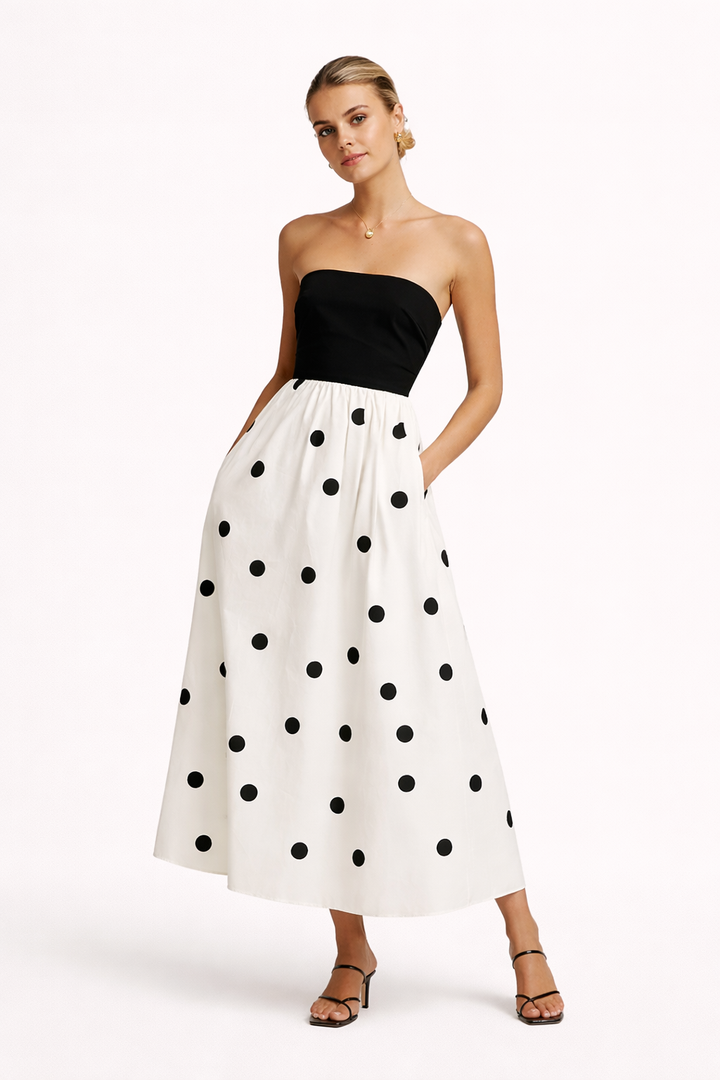 Elegantes langes Tupfenkleid für Frauen - Elske