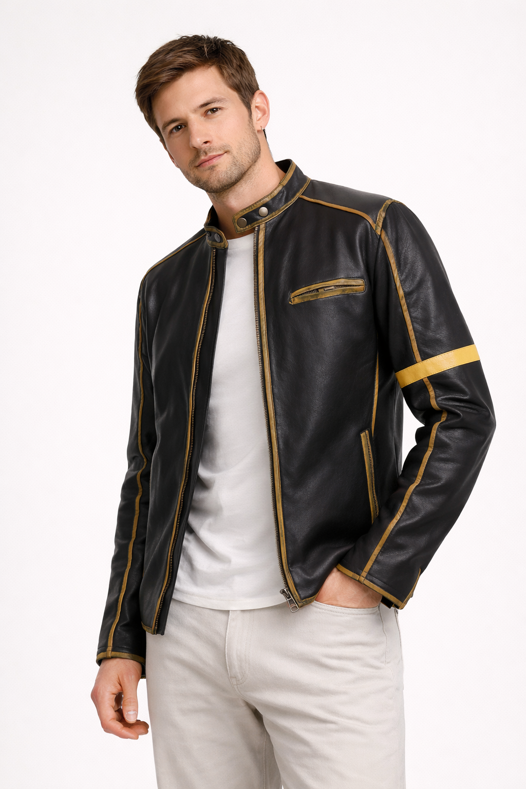 Herren Bikerjacke mit hohem Kragen - Kervan
