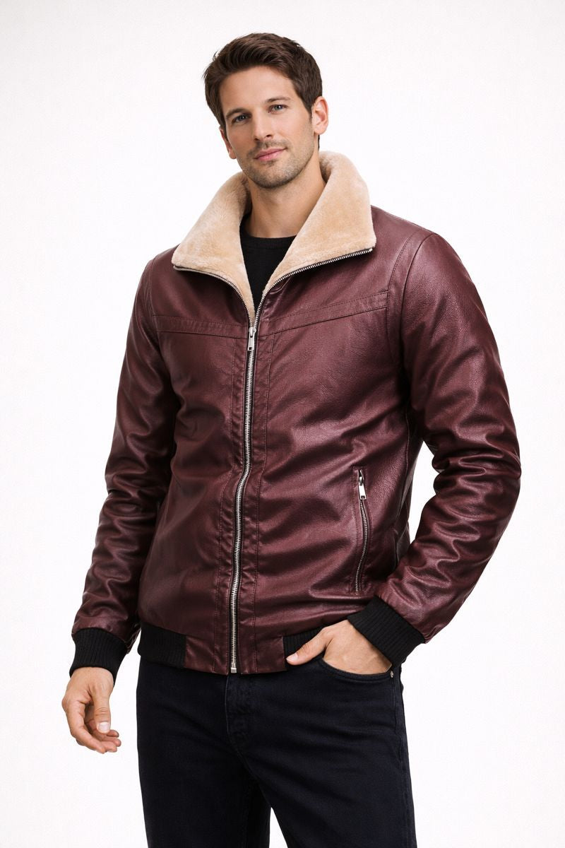 Herrenjacke in Lederoptik mit Innenfutter - Rethan