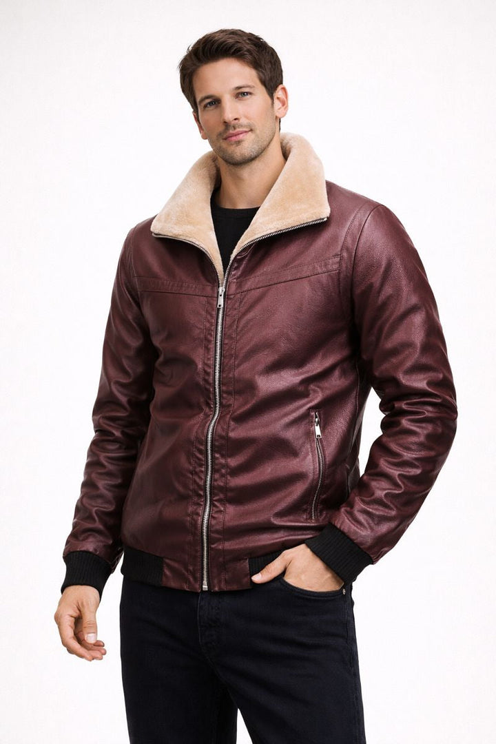 Herrenjacke in Lederoptik mit Innenfutter - Rethan