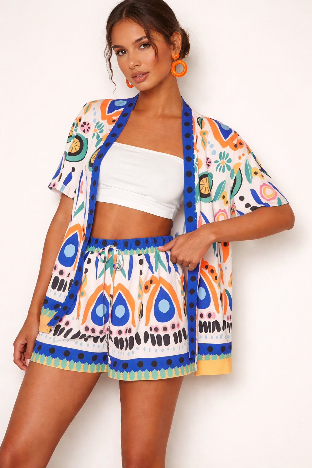 Damen Frühjahr gedruckt Kimono kurz und Shorts Set - Arlena