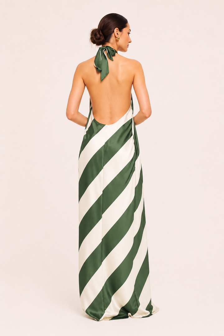 Langes Damen-Trägerkleid mit Streifenmuster - Luciana