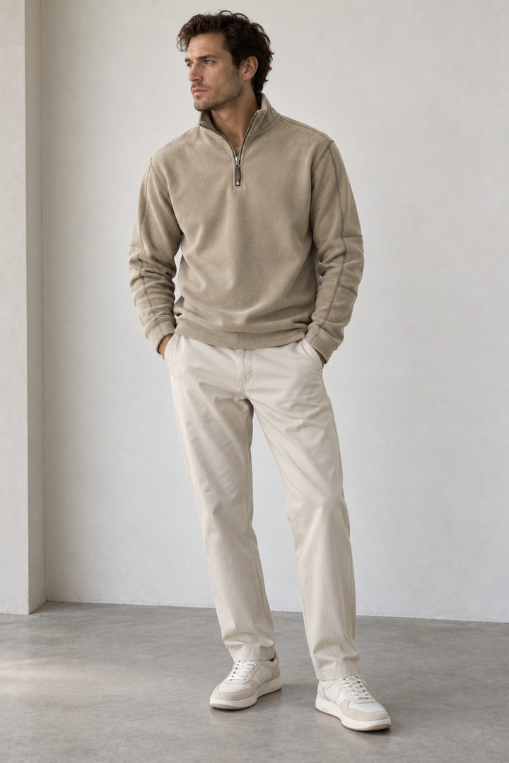 Herren-Sweatshirt mit Stehkragen und halbem Reißverschluss – Calder