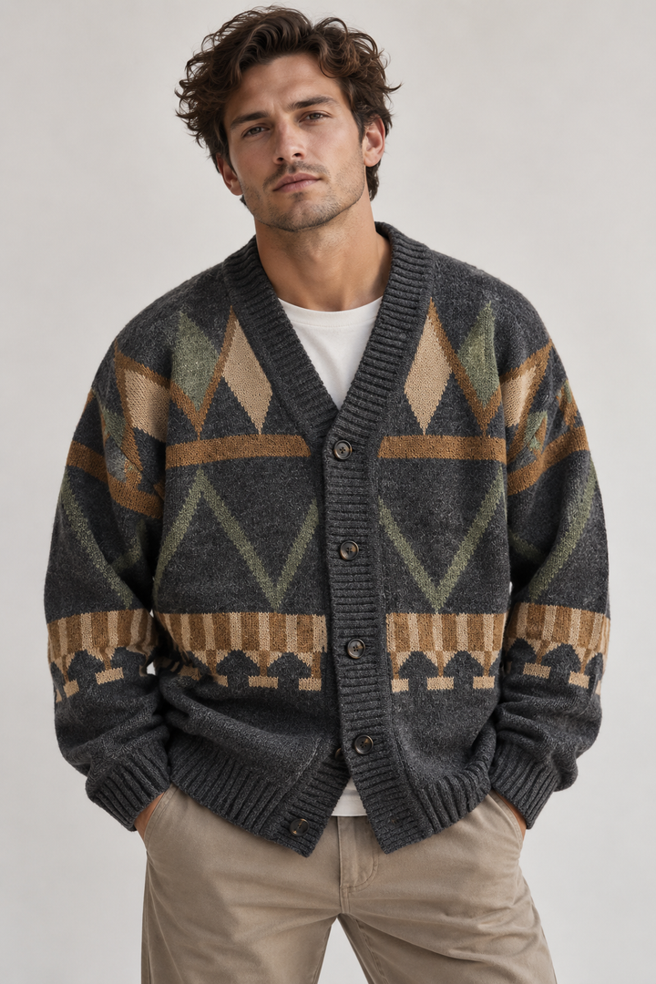 Strickcardigan mit geometrischem Muster – Alden