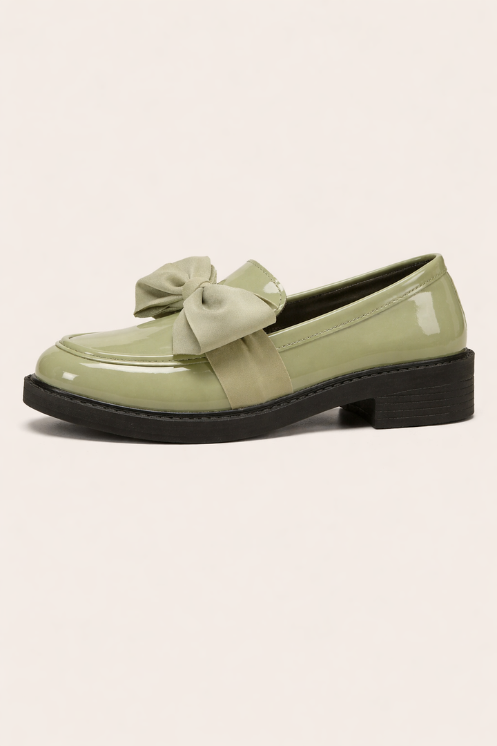 Damen Slipper Leder Schleife glänzend - Camila