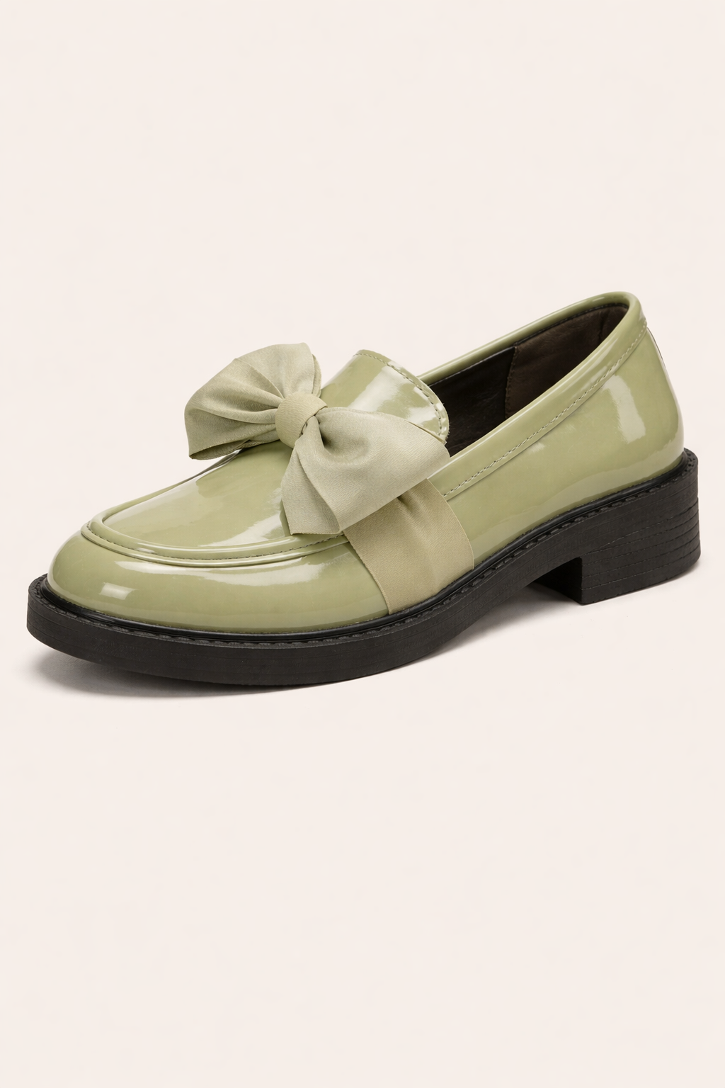 Damen Slipper Leder Schleife glänzend - Camila