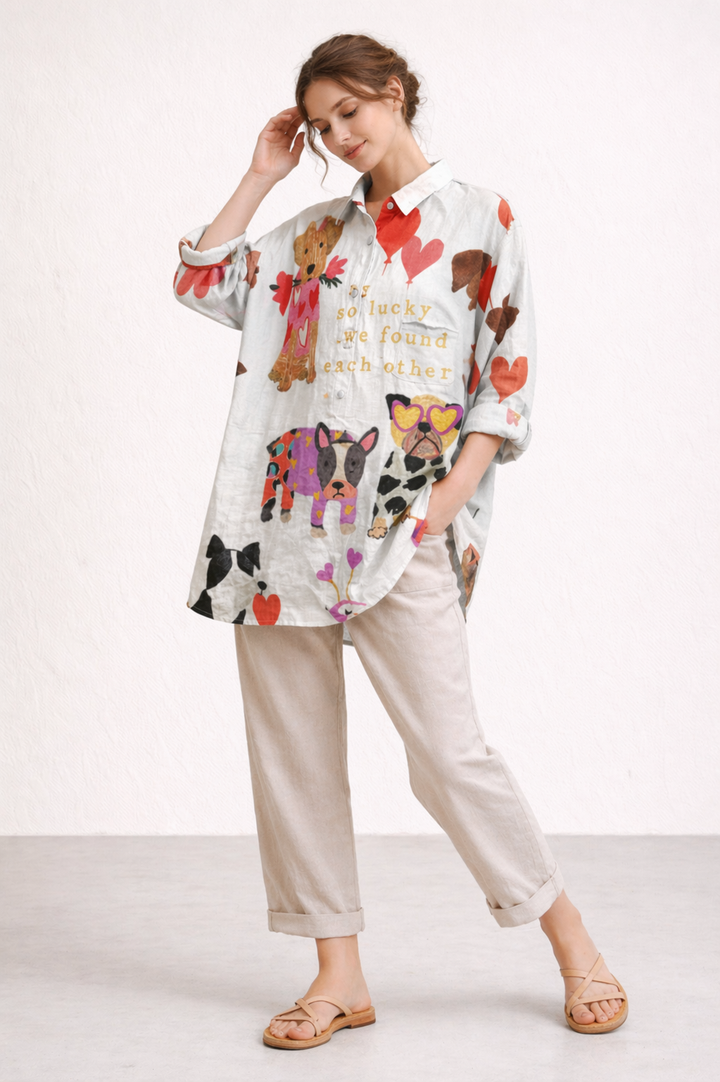 Damen Bluse langarm lässig Sommer Druck - Gerlinde