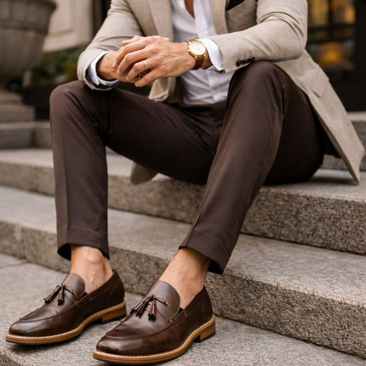 Modische Leder Slipper mit Quasten für Männer - Kaster