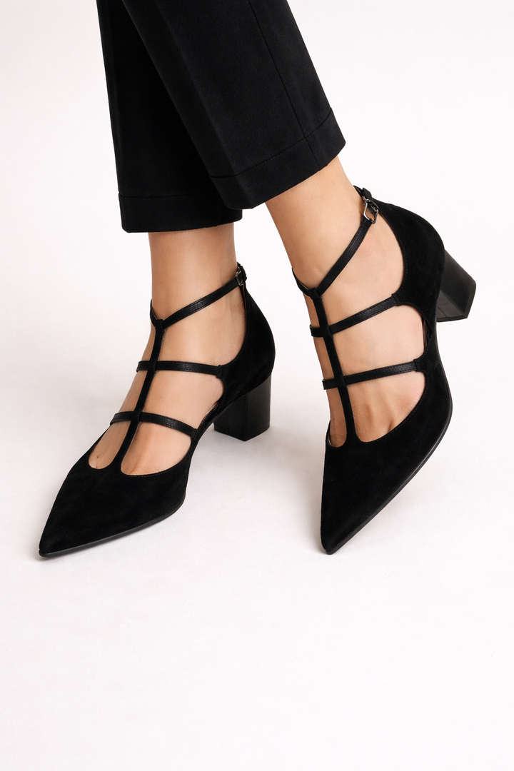 Damenschuhe mit dünnen Riemen und niedrigem Absatz - Aurore