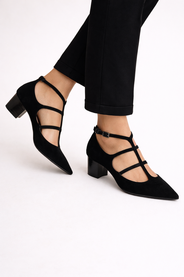 Damenschuhe mit dünnen Riemen und niedrigem Absatz - Aurore