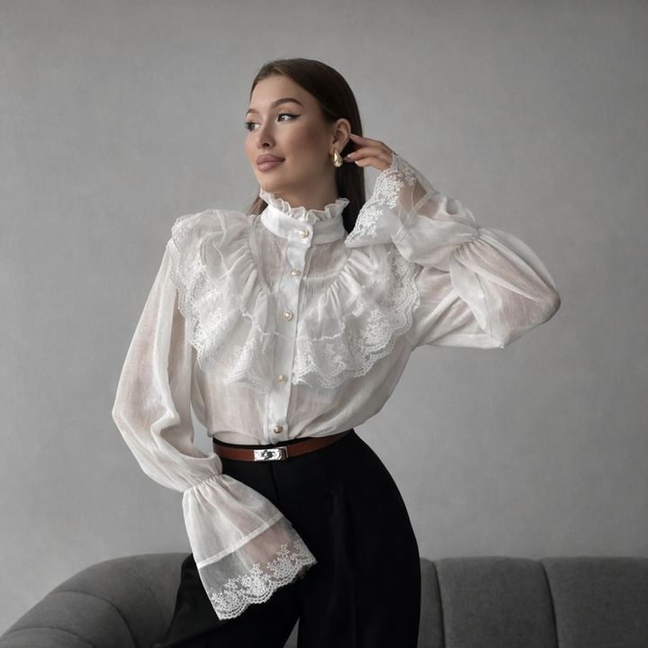 Damen Chiffonbluse mit Rüschen - Margarethe