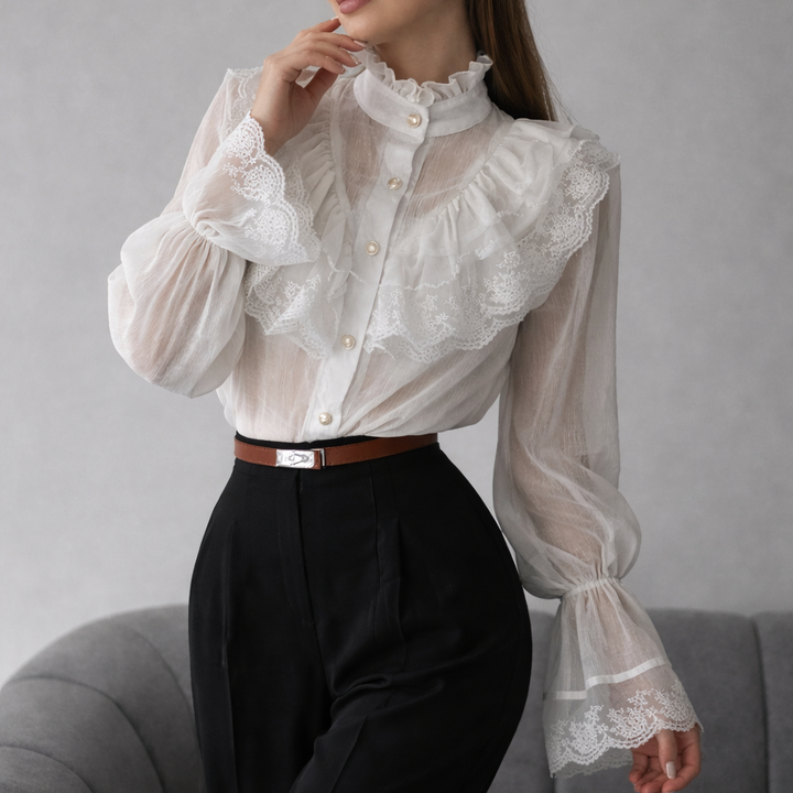 Damen Chiffonbluse mit Rüschen - Margarethe