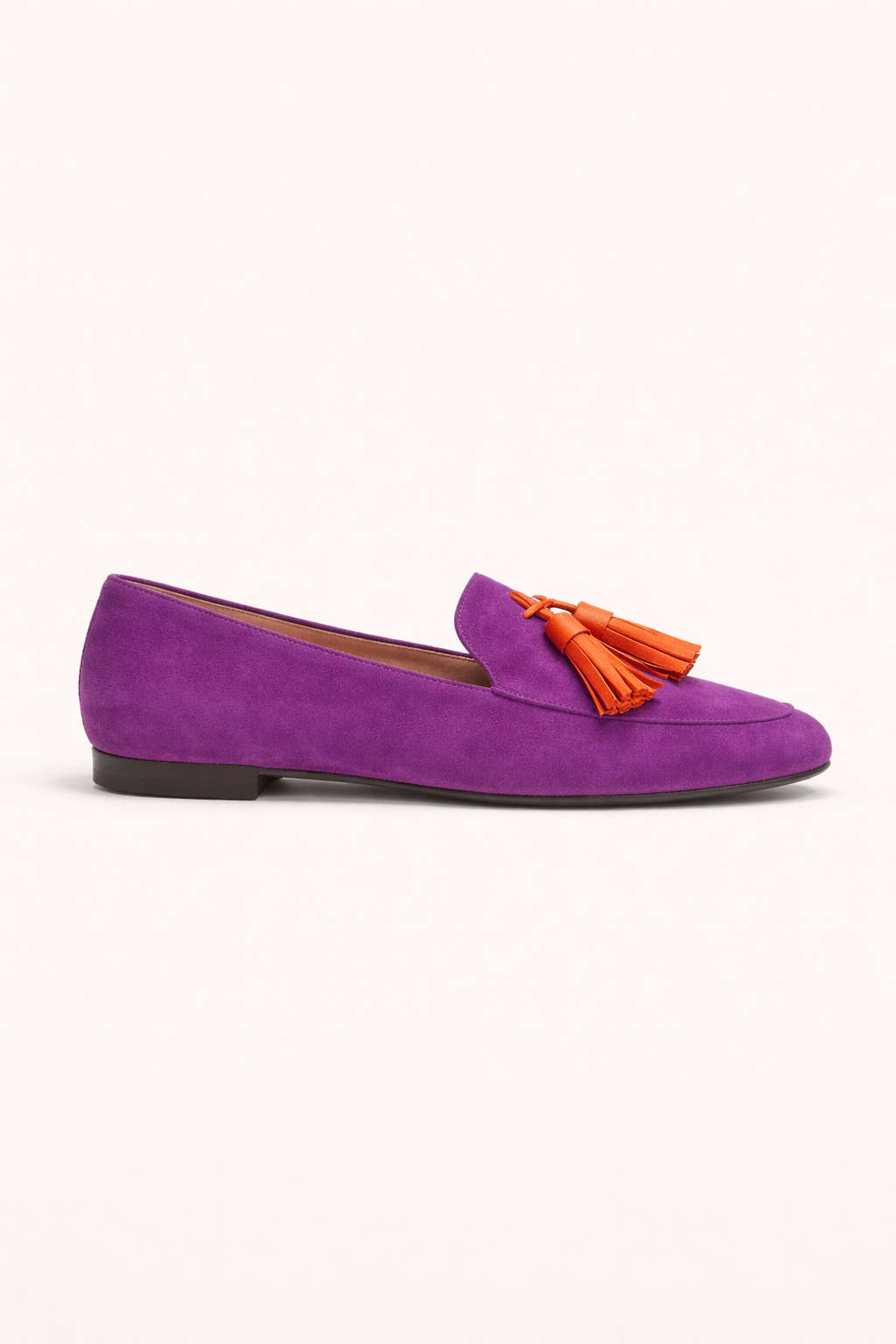 Damen Quasten Loafer Wildleder lila runde Zehe flache Sohle – Elvara