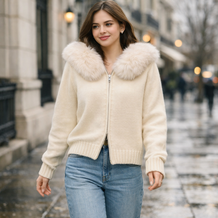 Damenstrickjacke mit integrierter Kapuze - Greta
