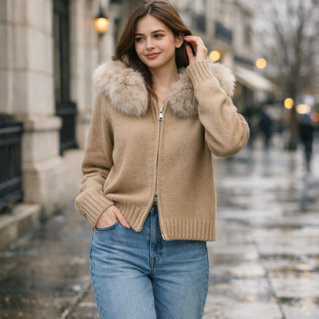 Damenstrickjacke mit integrierter Kapuze - Greta