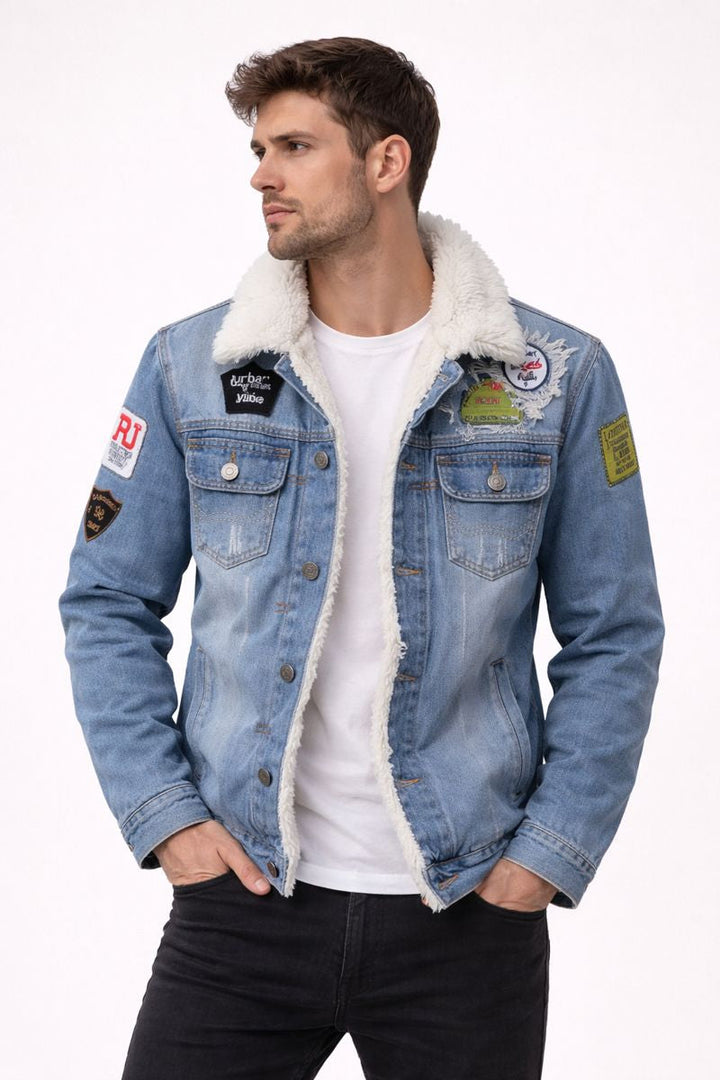 Herren Jeansjacke mit gefüttertem geradem Schnitt - Darnel