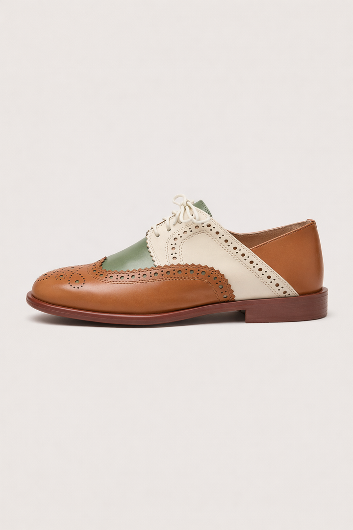 Damen Oxford Schuhe zweifarbig perforiert niedrig - Milany