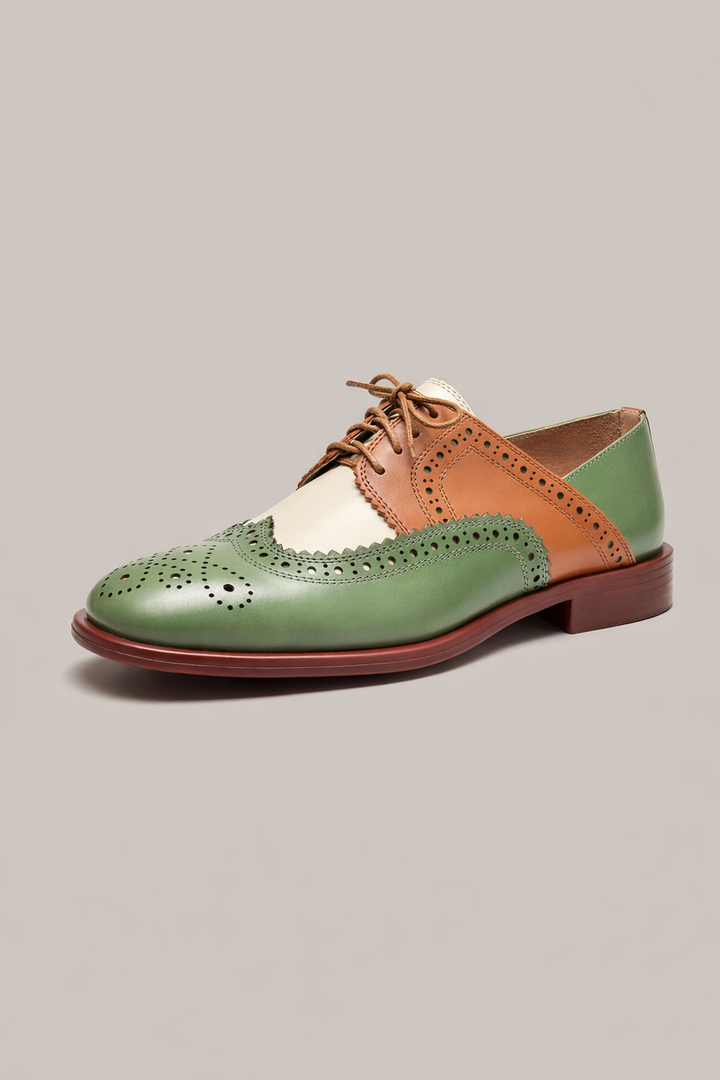 Damen Oxford Schuhe zweifarbig perforiert niedrig - Milany