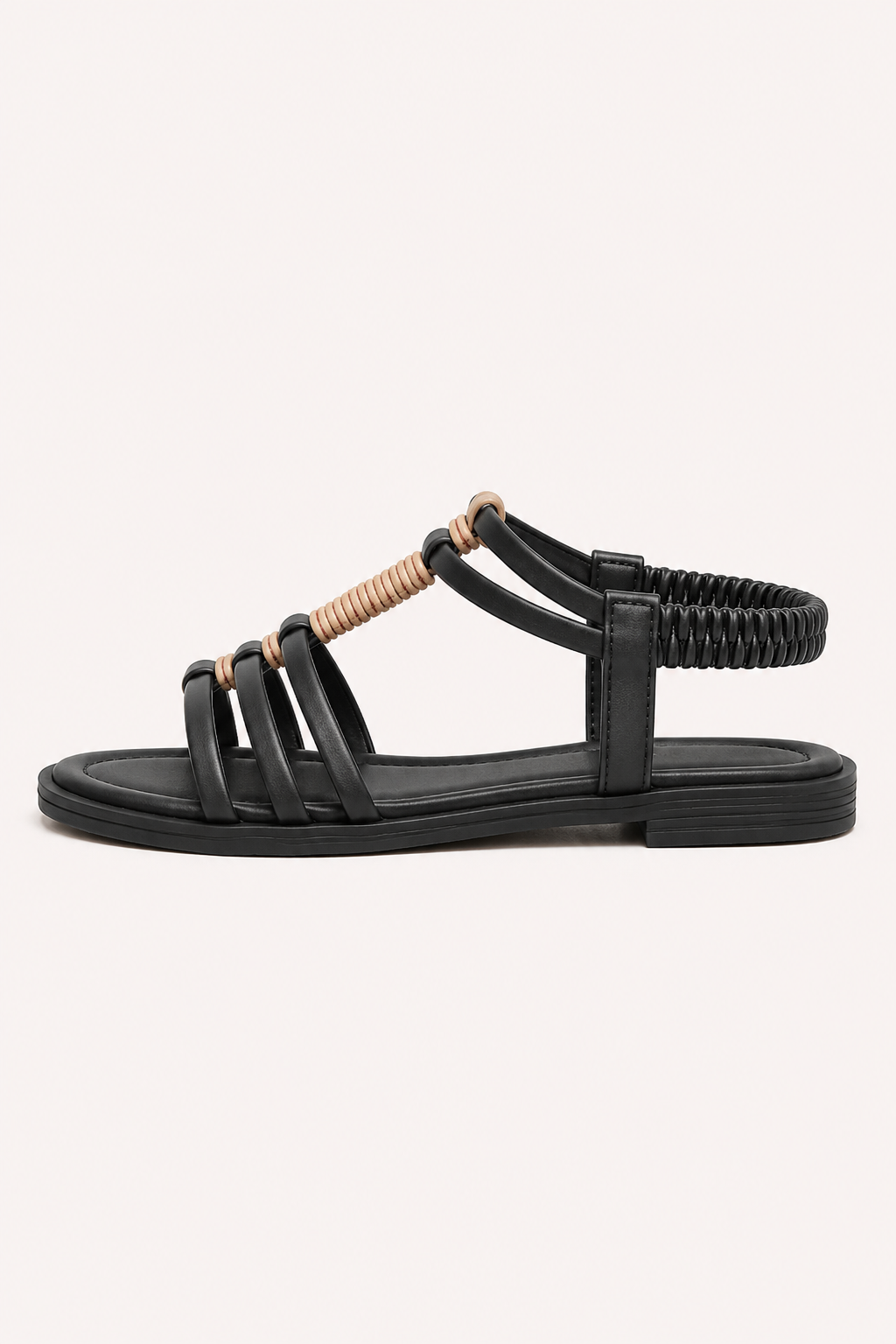Flache Römersandalen für Damen im Boho-Stil mit elastischen Riemen – Maja