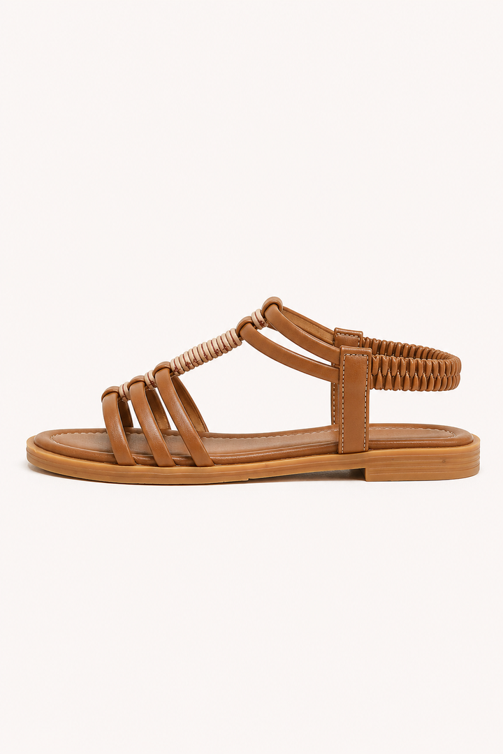 Flache Römersandalen für Damen im Boho-Stil mit elastischen Riemen – Maja