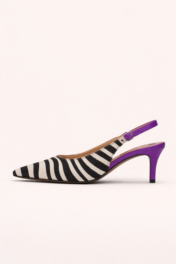 Offene Damenschuhe mit bedrucktem hohen Absatz - Anke