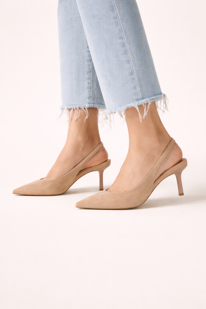 Geschlossene Damen-Slingback-Schuhe mit feinem Absatz - Elira