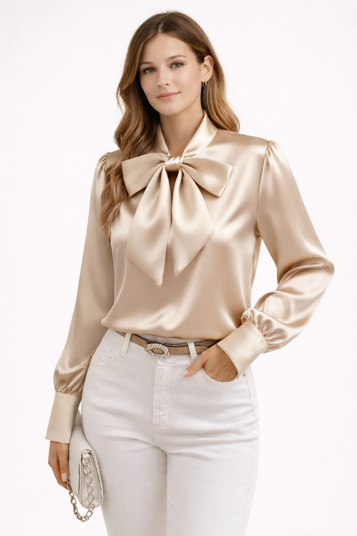Elegante Damenbluse mit Schleife vorne - Elyra
