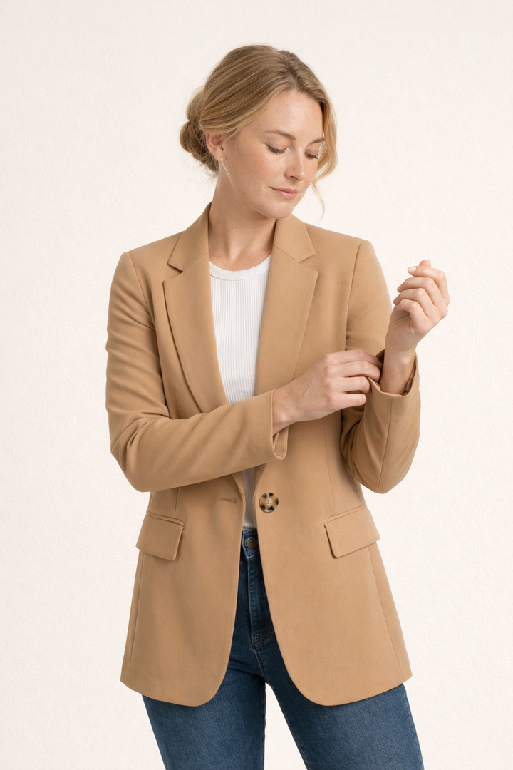 Klassischer Damenblazer mit Revers und Knopf - Irmina