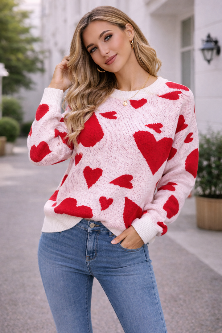 Damen Strickpullover mit Herzmotiv - Aino