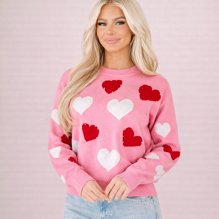 Damen Strickpullover mit Herzmotiv - Mairit