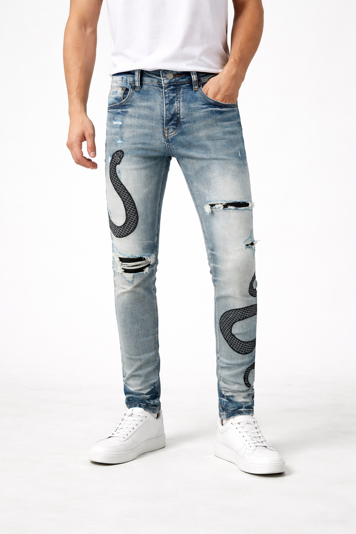 Skinny-Jeans mit Schlangenmuster - Eldric