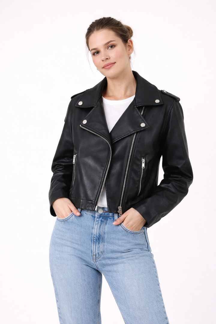 Damen Bikerjacke mit kurzem geradem Schnitt - Selmira