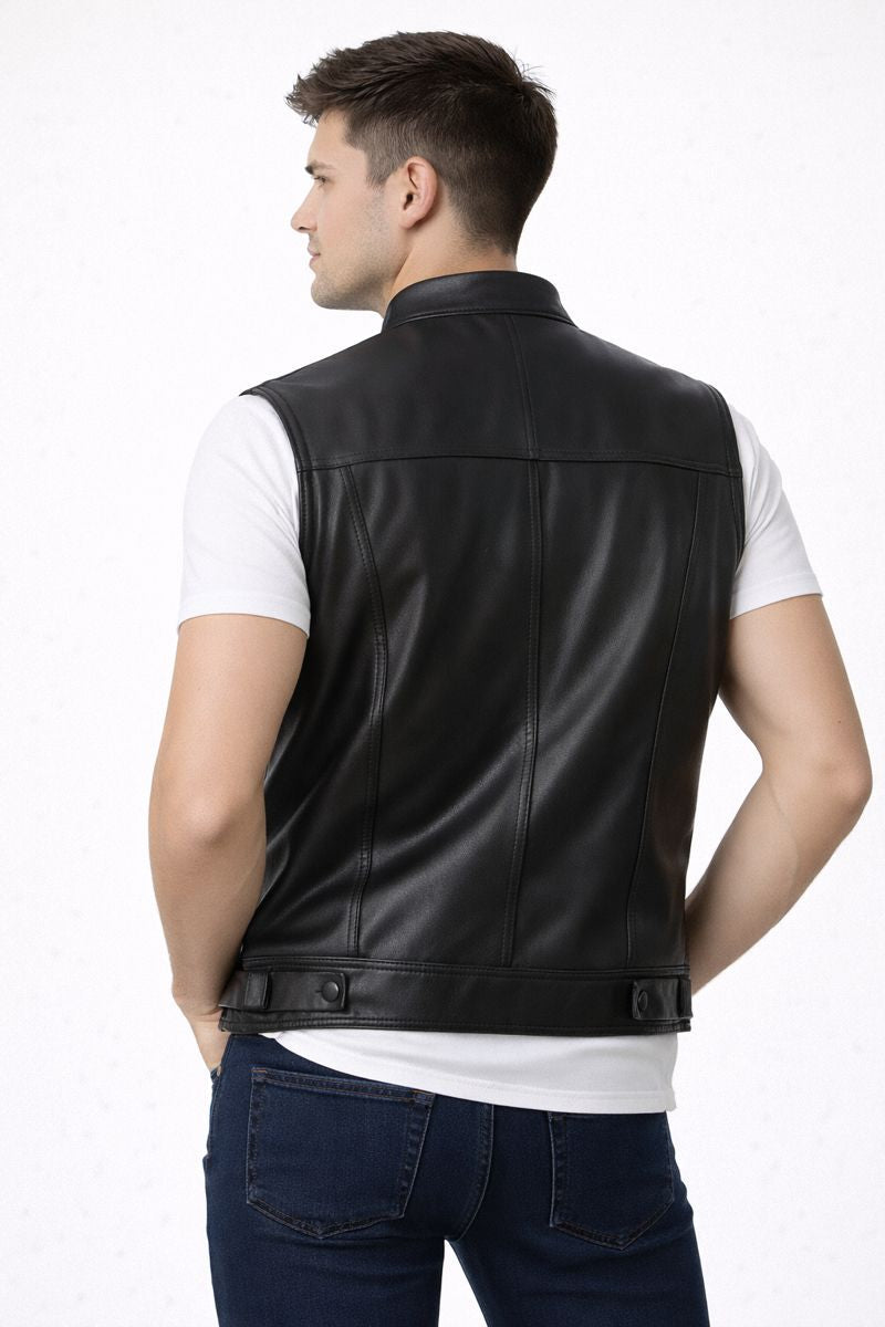 Herrenweste im Bikerstil mit Ledereffekt - Ardent