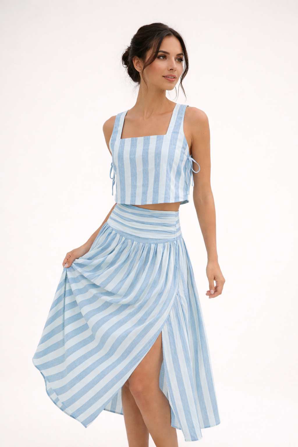 Gestreiftes Damen-Sommer-Top und -Rock-Set - Selma