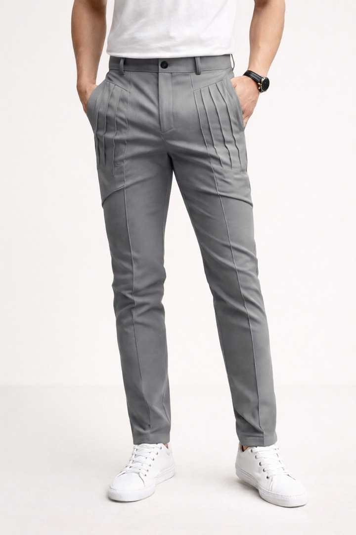 Schlanke Herrenhose mit doppelten Abnähern und modernem Schnitt - Grober